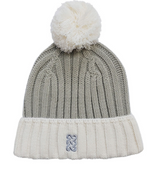 Taupe Cream Knit Bobble Hat