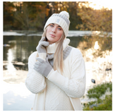 Taupe Cream Knit Gloves