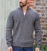 100% Lambswool Half Zip Men sweater