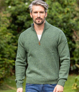 100% Lambswool Half Zip Men sweater