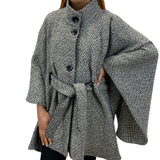 Wool Tweed Cape with Belt