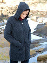 Hooded Zip Aran  Coat HD4025