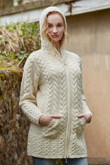 Hooded Zip Aran  Coat HD4025