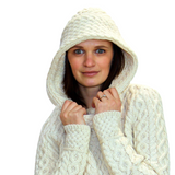 Hooded Aran Knit Cardigan in Merino Wool SW HD4916