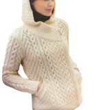 Hooded Aran Knit Cardigan in Merino Wool SW HD4916