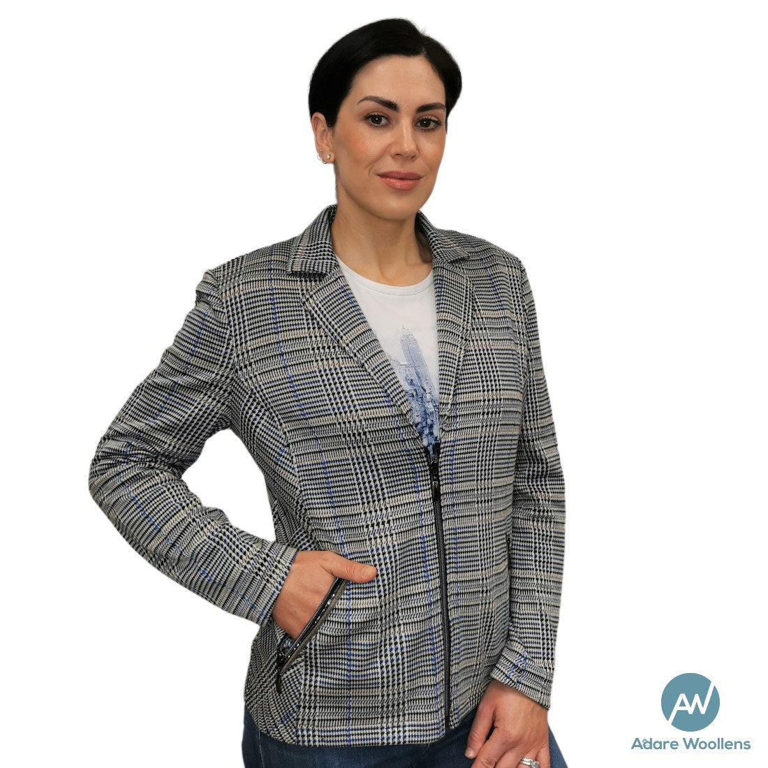 Jacket by Woollens Check – Rabe 45-123230 Navy Adare Moden 390