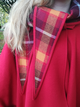 Wool Cape with Plaid Scarf or Convertible Hood