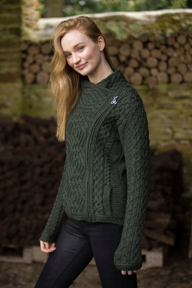Aran Irish Side Zip Cable Sweater Parsnip (Z4630) – Rob McIntosh