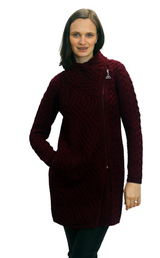Long Aran Knit cardigan in Merino Wool Z4631