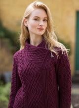 Long Aran Knit cardigan in Merino Wool Z4631
