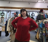 Soft Red / Raspberry Ladies Cashmere cardigan