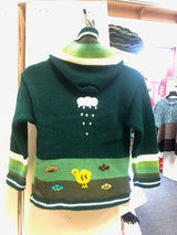 Childrens Cardigan with a hood – Green