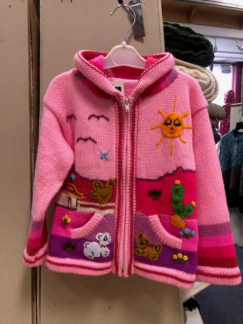 Childrens Cardigan with a hood – Pink