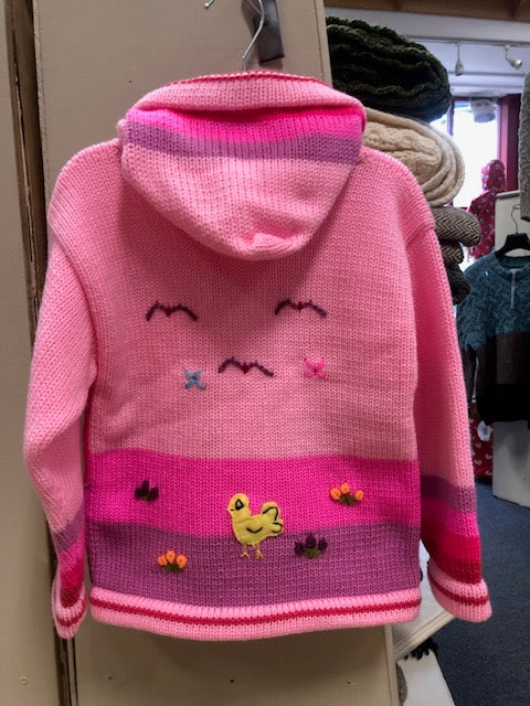 Childrens Cardigan with a hood – Pink