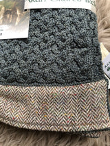 ARAN THROW WITH TWEED TRIM