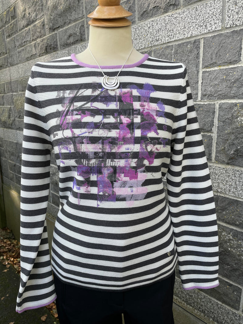 RABE - Sweater  - Stripe with lilac trim