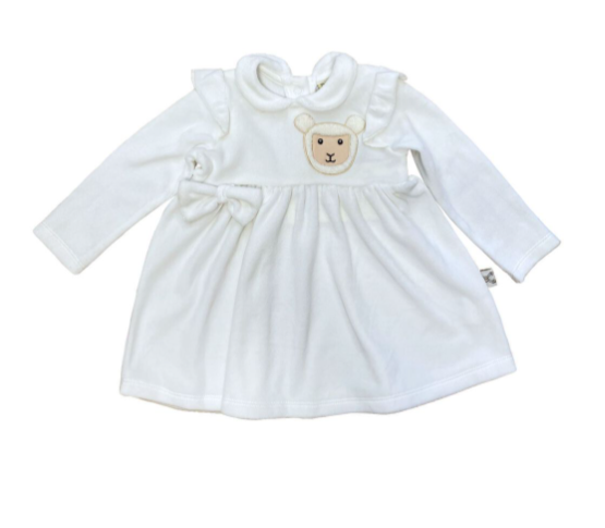 Velour Sheep Cream Baby Dress