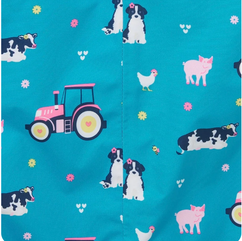 Kids waterproof Coat Freya - Teal Farm Print