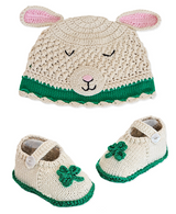 Baby Lamb Knitted Hat & Bootie Set