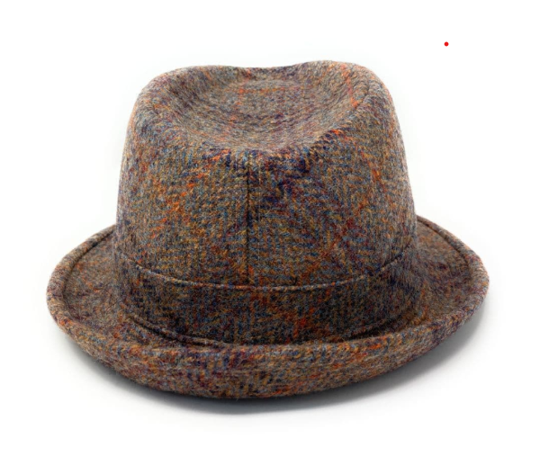 Brown Wool Check Tweed Trilby Hat - Winstone