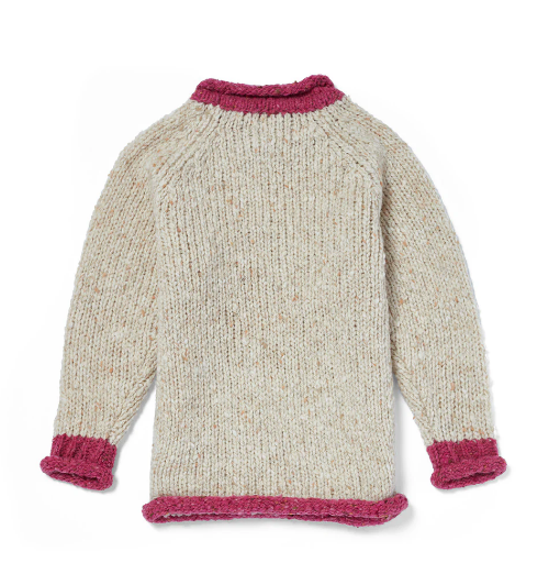 Childrens Roll Neck Sweater | Kangaroo Pocket, Petal colour