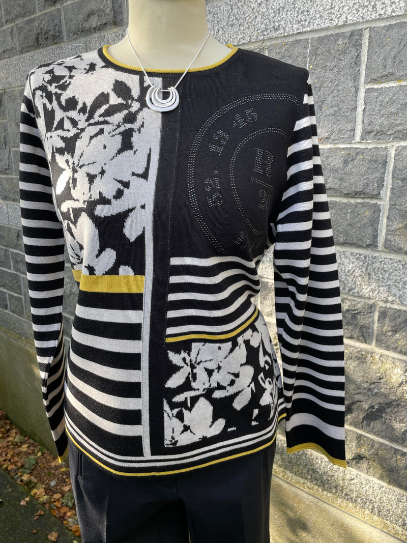 RABE - Multi Stripe, Jacquard, Beading Sweater