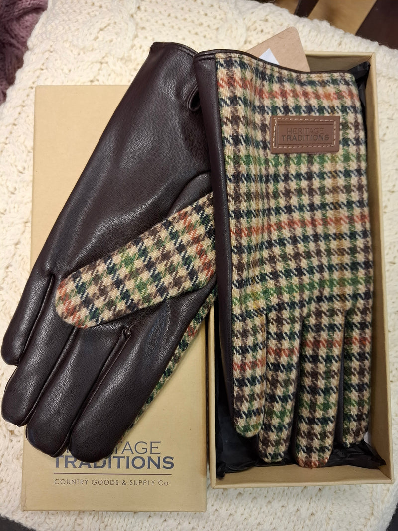 Mens Tweed Stud Gloves