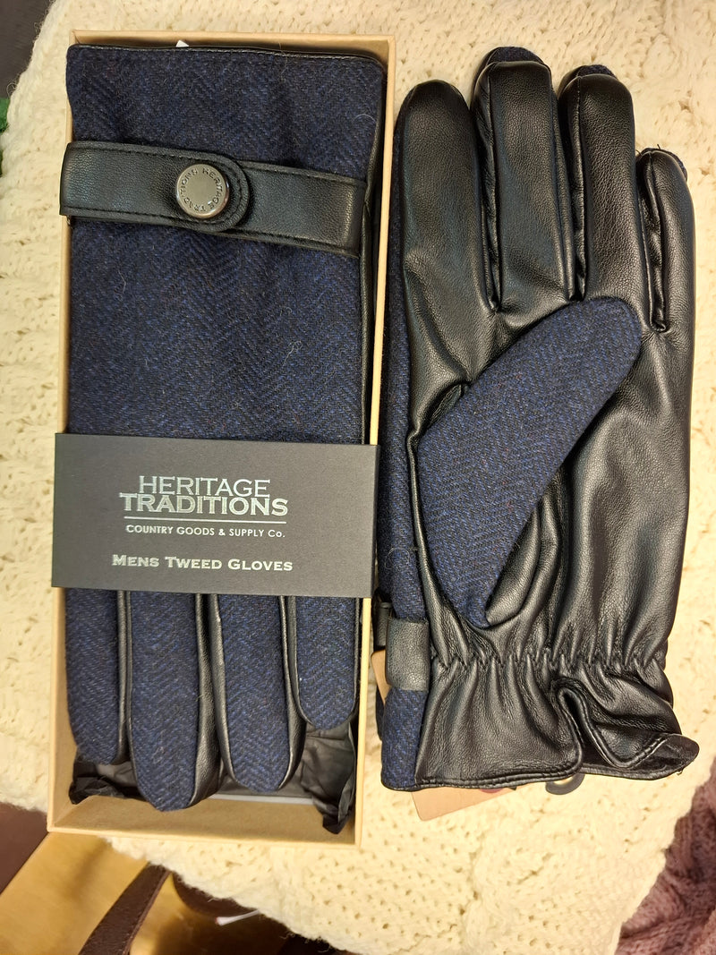 Mens Tweed Stud Gloves