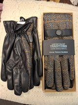 Mens Tweed Stud Gloves