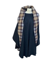 Wool Cape with Plaid Scarf or Convertible Hood