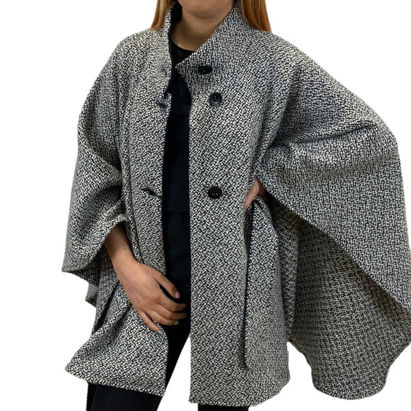 Wool Tweed Cape with Belt