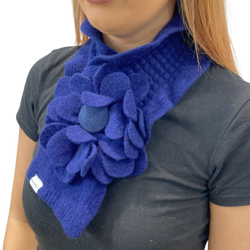 Cobalt sale blue wool scarf with frill