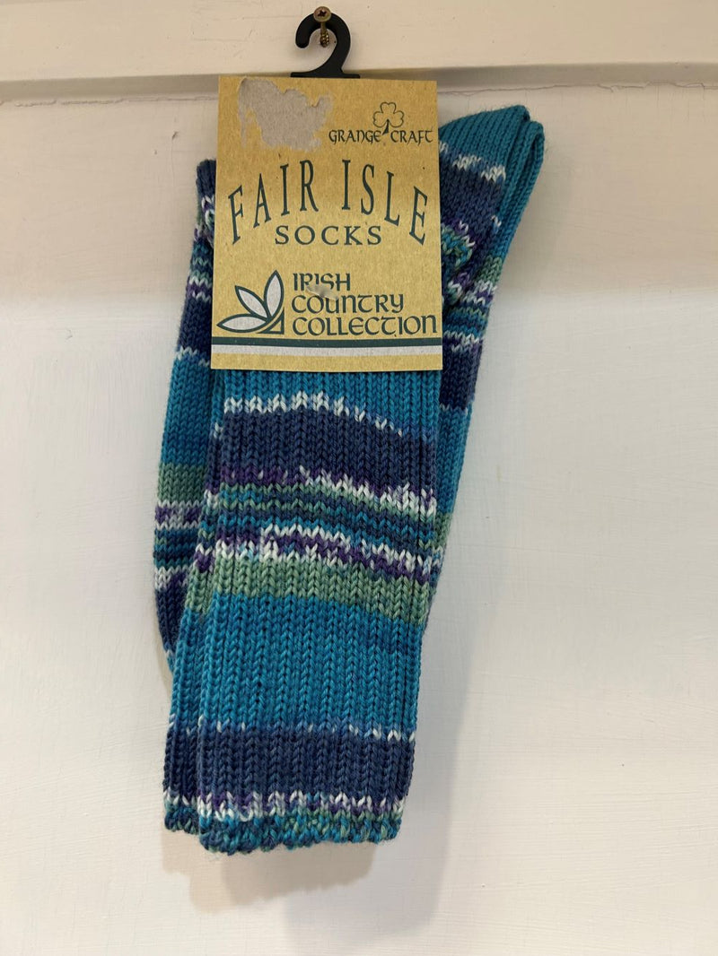 Socks Wool Fairaisle size Small Mixed Colours Ladies