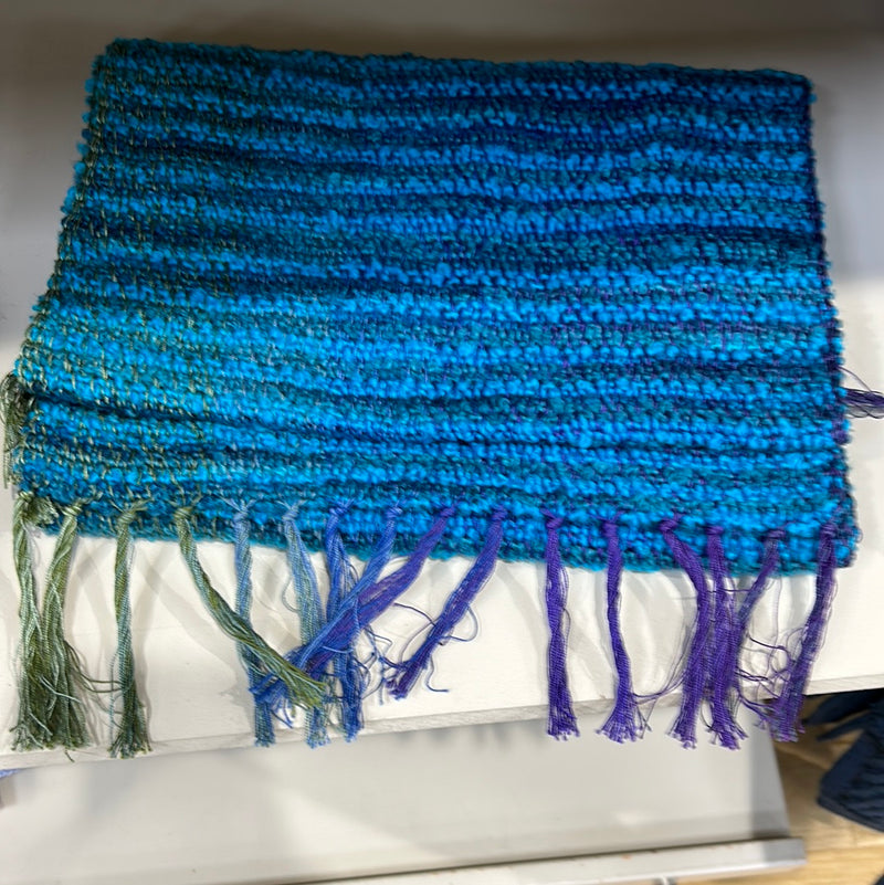 Monet wool/cotton boucle scarf - cerulean Blue